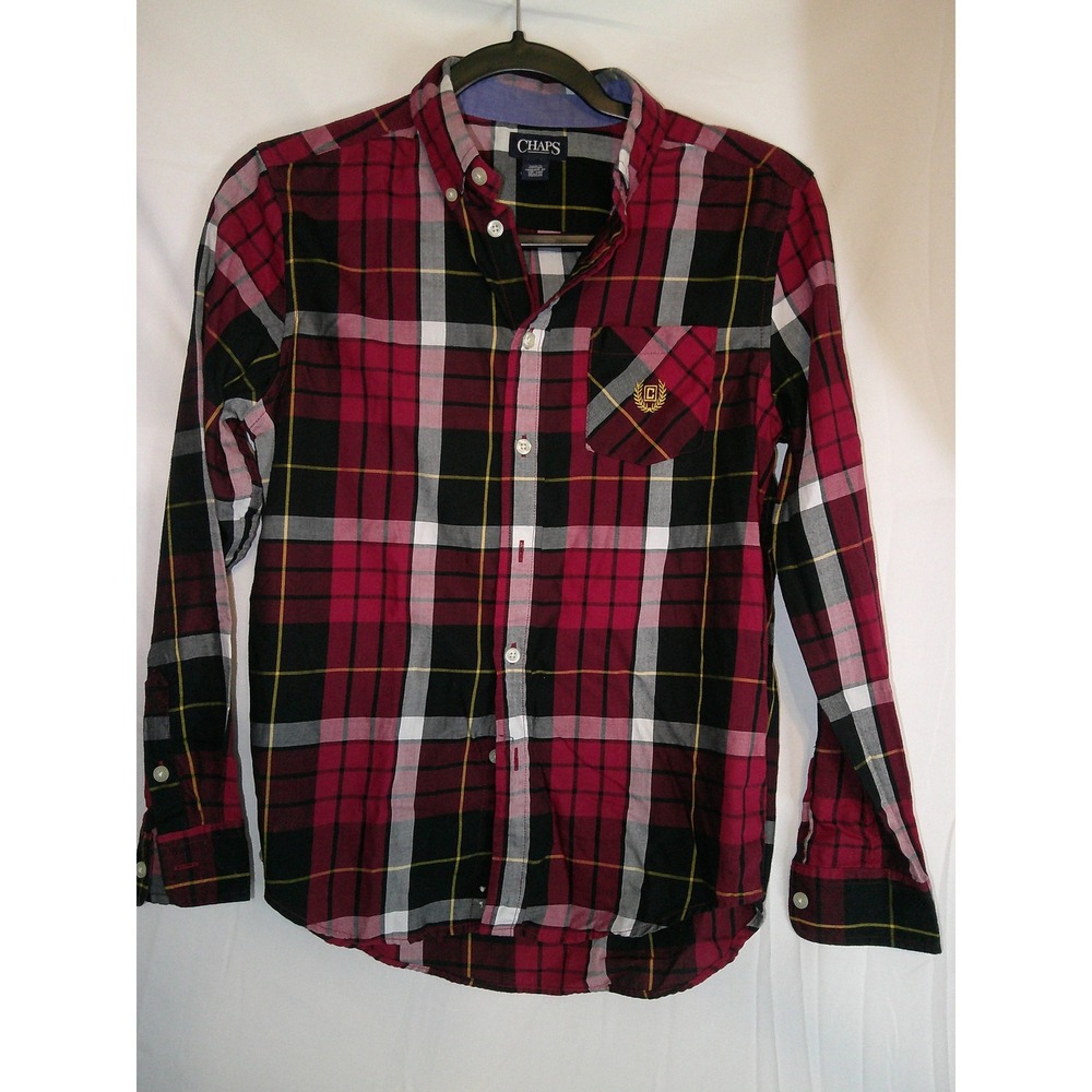 Chaps Kids Plaid Button Down Long Sleeve Shirt‎ Casual Large 14-16